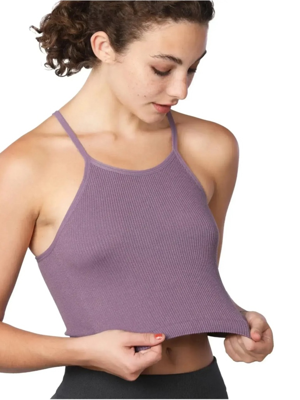 Zenana Outfitters Ribbed Cropped Bandeau Tank in Lavender